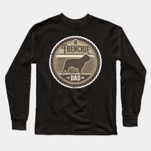 Frenchie Dad - Distressed French Bulldog Silhouette Design Long Sleeve T-Shirt